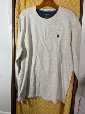 U.S. Polo Assn. Light Gray Crewneck Sweatshirt with Navy Logo